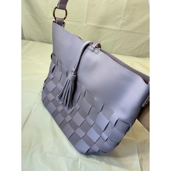 Mello World PURPLE BASKET WEAVE BUCKET BAG Purse/ Shoulder Bag - Picture 11 of 14